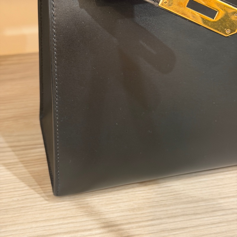 原廠鑰匙鎖肩帶齊全❤️ #愛馬仕 #kelly28 #黑金 #box皮 #中古款-30