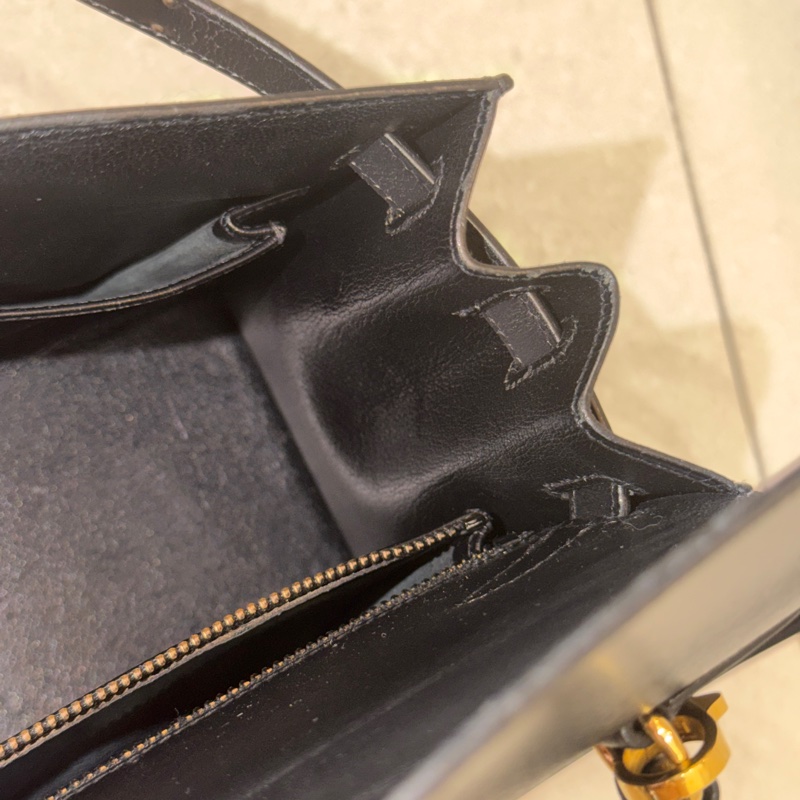 原廠鑰匙鎖肩帶齊全❤️ #愛馬仕 #kelly28 #黑金 #box皮 #中古款-74