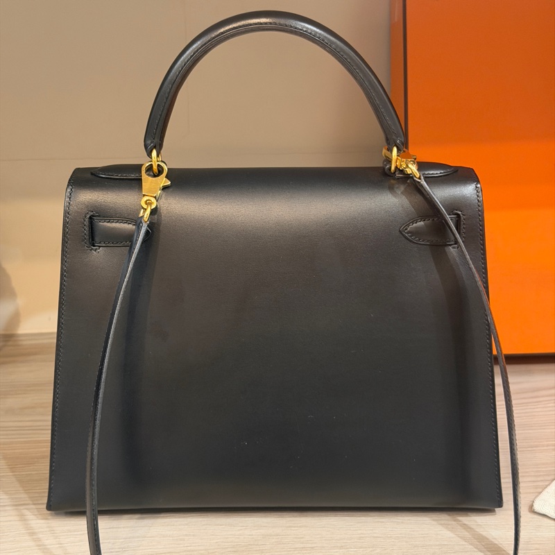 原廠鑰匙鎖肩帶齊全❤️ #愛馬仕 #kelly28 #黑金 #box皮 #中古款-93