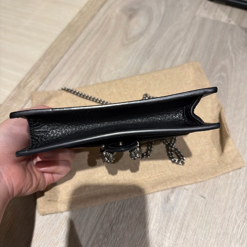 Gucci 黑色牛皮水晶虎頭 酒神mini woc-7