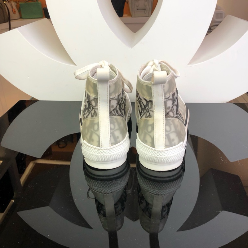 Dior 迪奧b23老花滿印 灰白高幫球鞋 38碼。-3