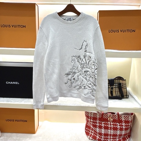 Hermes愛馬仕長袖白色飛馬衛衣，M碼 98新