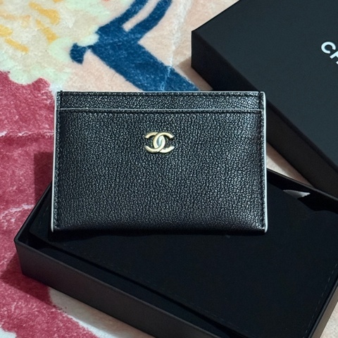 Chanel 26S 羊皮黑金薄卡夾 Card Holder
