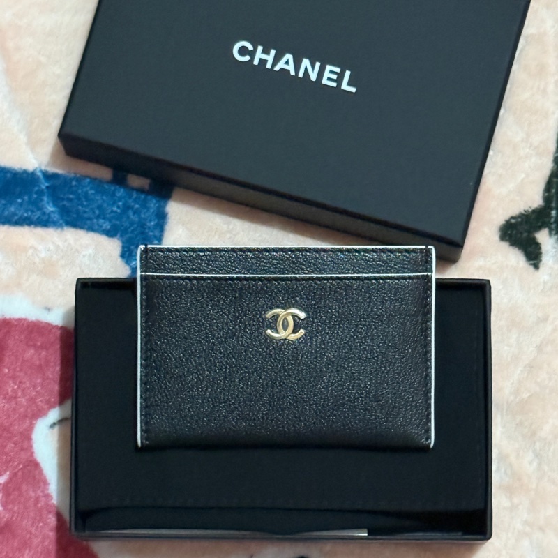 Chanel 26S 羊皮黑金薄卡夾 Card Holder-5