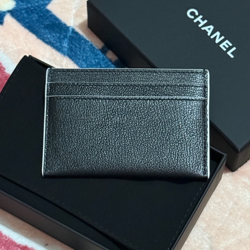 Chanel 26S 羊皮黑金薄卡夾 Card Holder-6