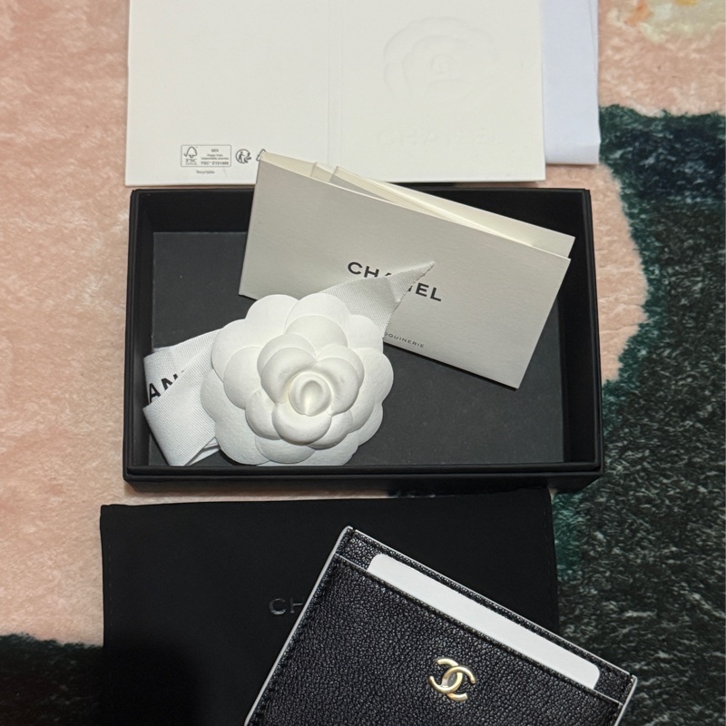 Chanel 26S 羊皮黑金薄卡夾 Card Holder-10
