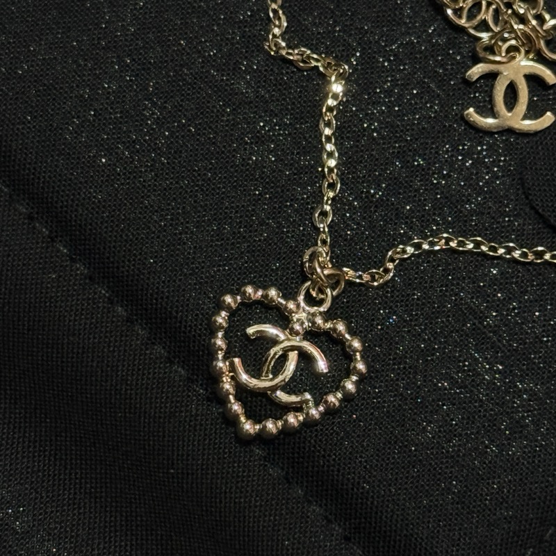 Chanel 淡金愛心水鑽手鏈-7