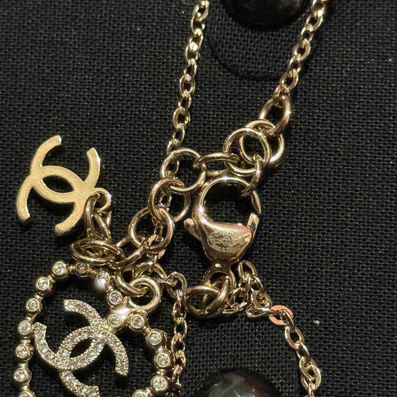 Chanel 淡金愛心水鑽手鏈-9