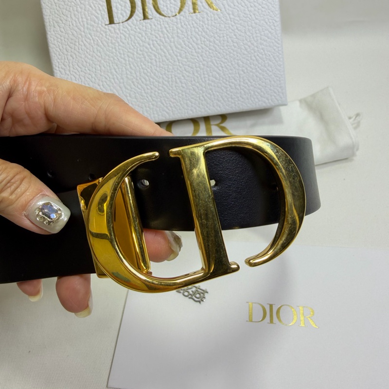 美兔銘燕/Dior 蒙田雙面皮帶 黑/白-0