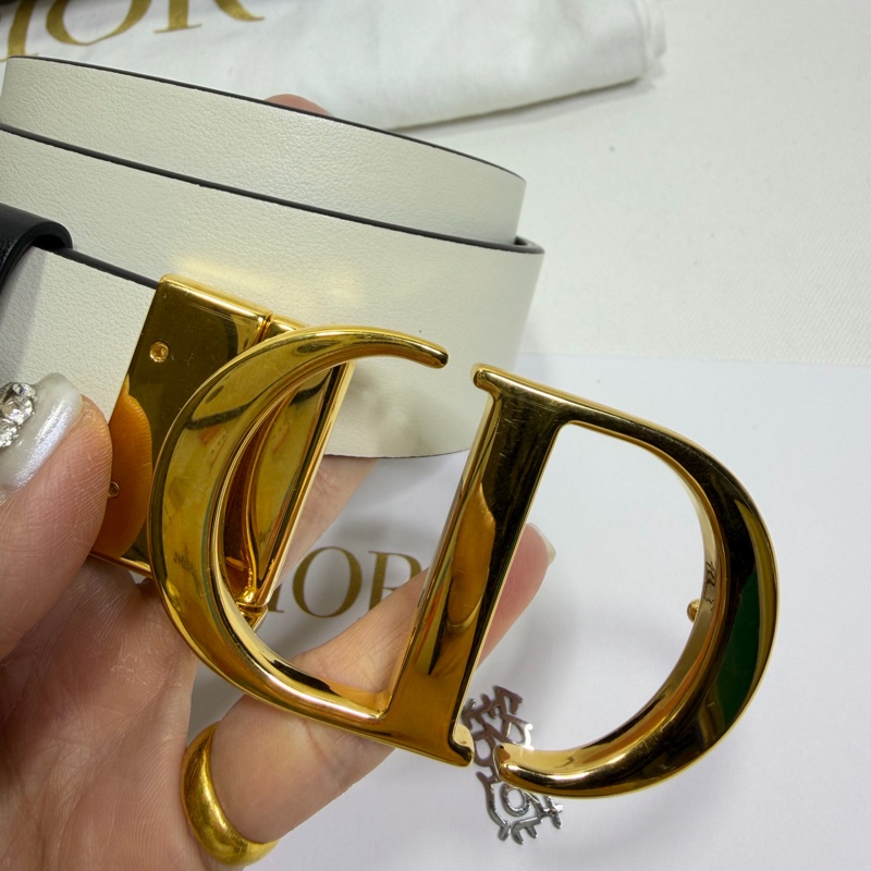 美兔銘燕/Dior 蒙田雙面皮帶 黑/白-4