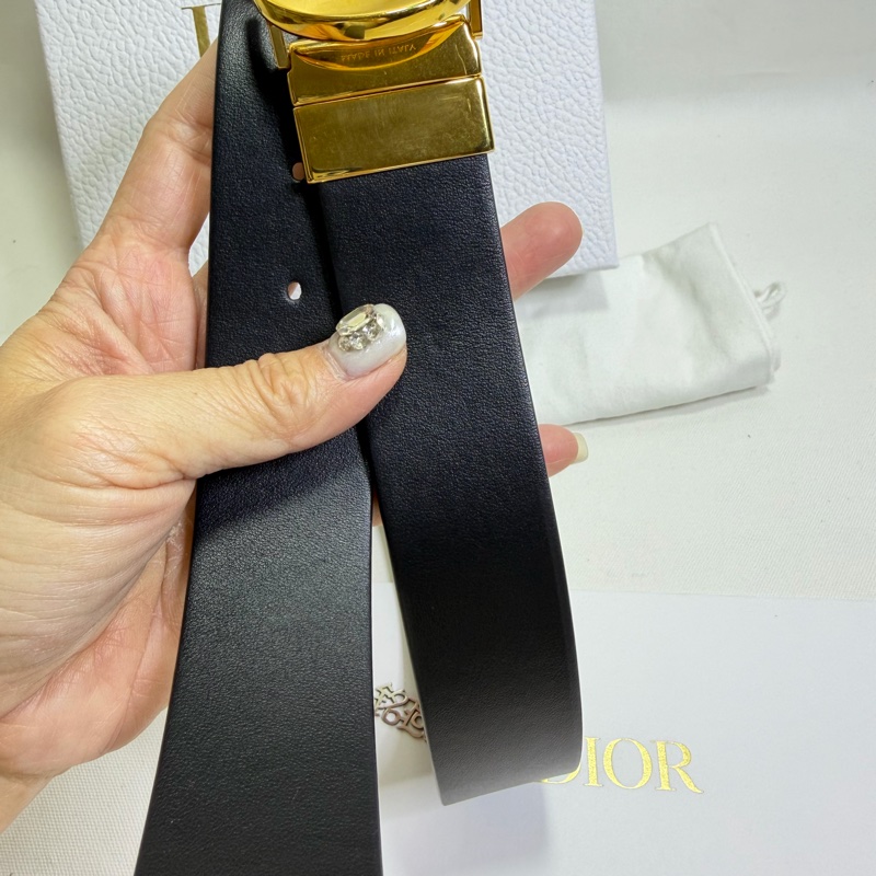 美兔銘燕/Dior 蒙田雙面皮帶 黑/白-6