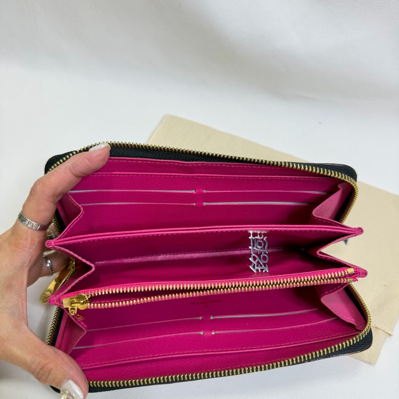 美兔銘燕/Lv村上隆黑三彩拉鏈長夾-1