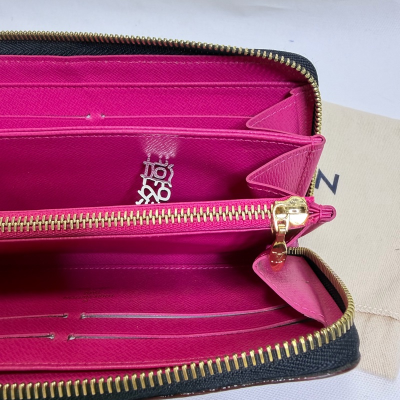 美兔銘燕/Lv村上隆黑三彩拉鏈長夾-14