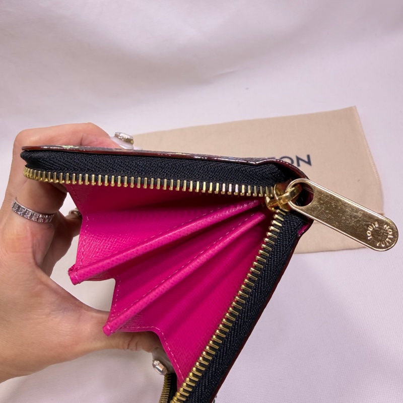 美兔銘燕/Lv村上隆黑三彩拉鏈長夾-17