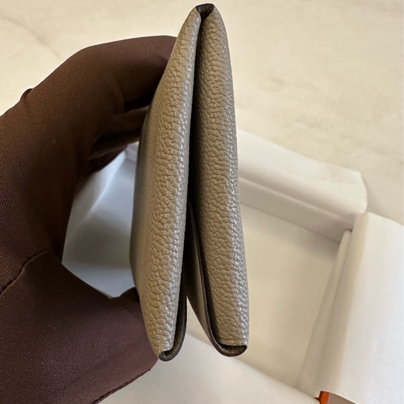 Hermes Calvi Duo 短卡夾 大象灰-1