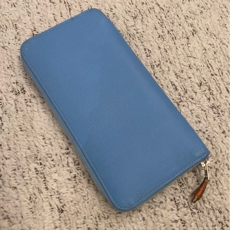 超值 愛馬仕 Hermès Silk’In 長夾 淡藍色|外素雅內裡絲巾超美-0