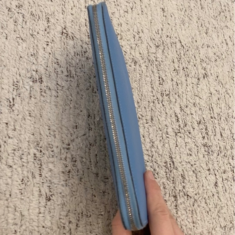 超值 愛馬仕 Hermès Silk’In 長夾 淡藍色|外素雅內裡絲巾超美-1