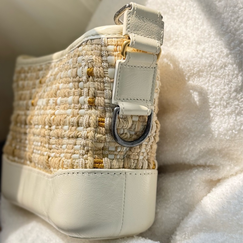 Chanel限量白色毛呢編織流浪包 小號 專櫃二十萬-2