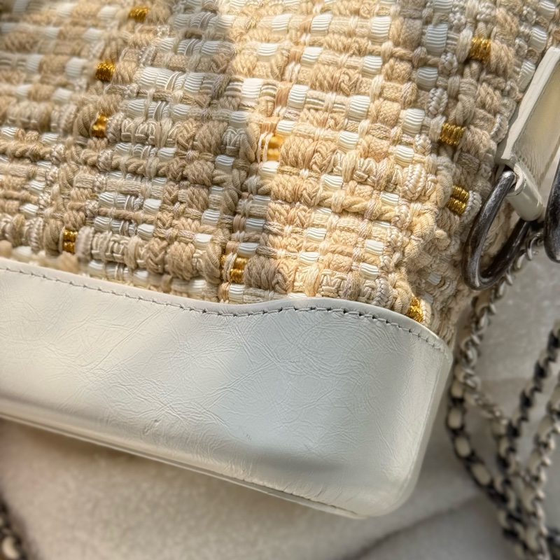 Chanel限量白色毛呢編織流浪包 小號 專櫃二十萬-5