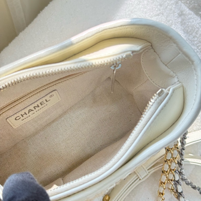 Chanel限量白色毛呢編織流浪包 小號 專櫃二十萬-13