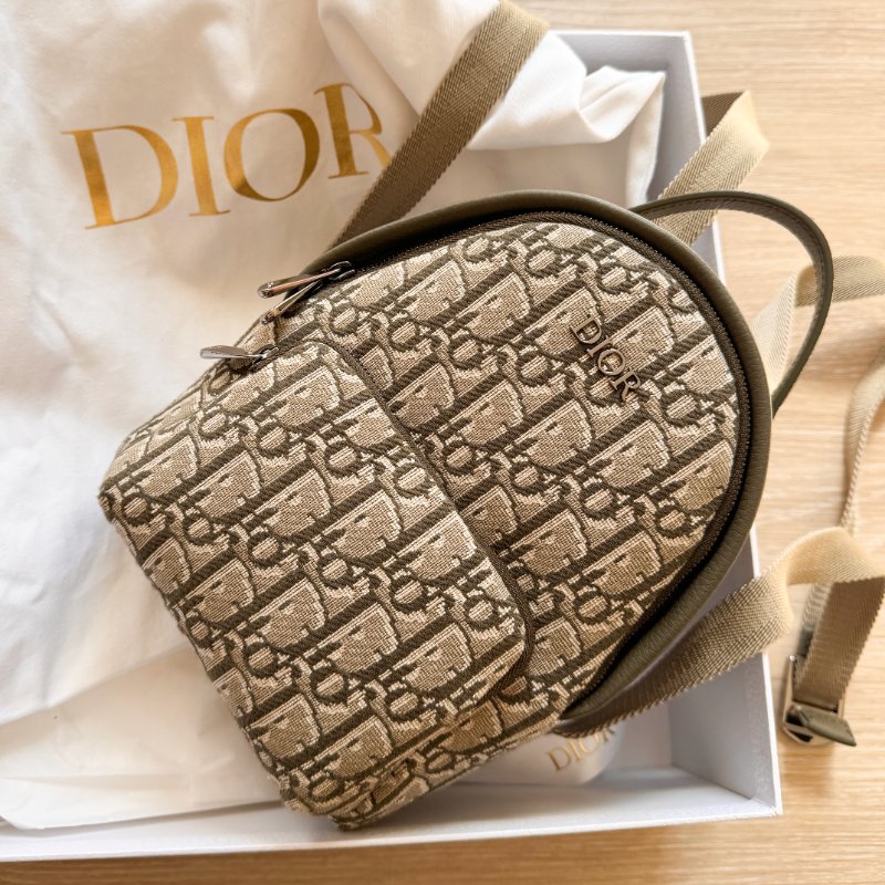 Dior 迷你茶色提花帆布拉鍊後背包 99新超稀缺海外限定 Dior Kids Rider Backpack Mini-7