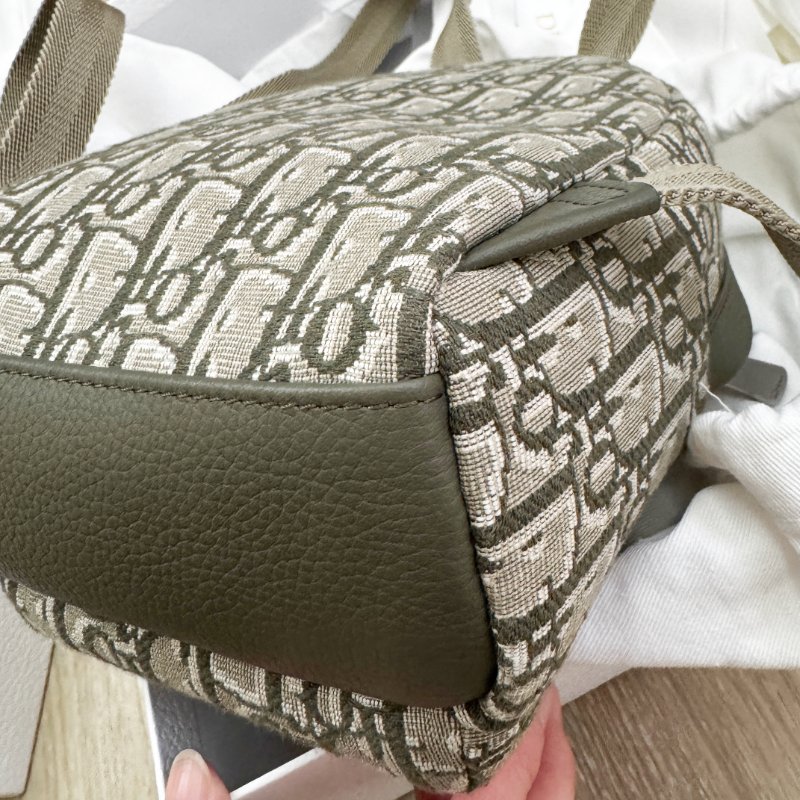 Dior 迷你茶色提花帆布拉鍊後背包 99新超稀缺海外限定 Dior Kids Rider Backpack Mini-9