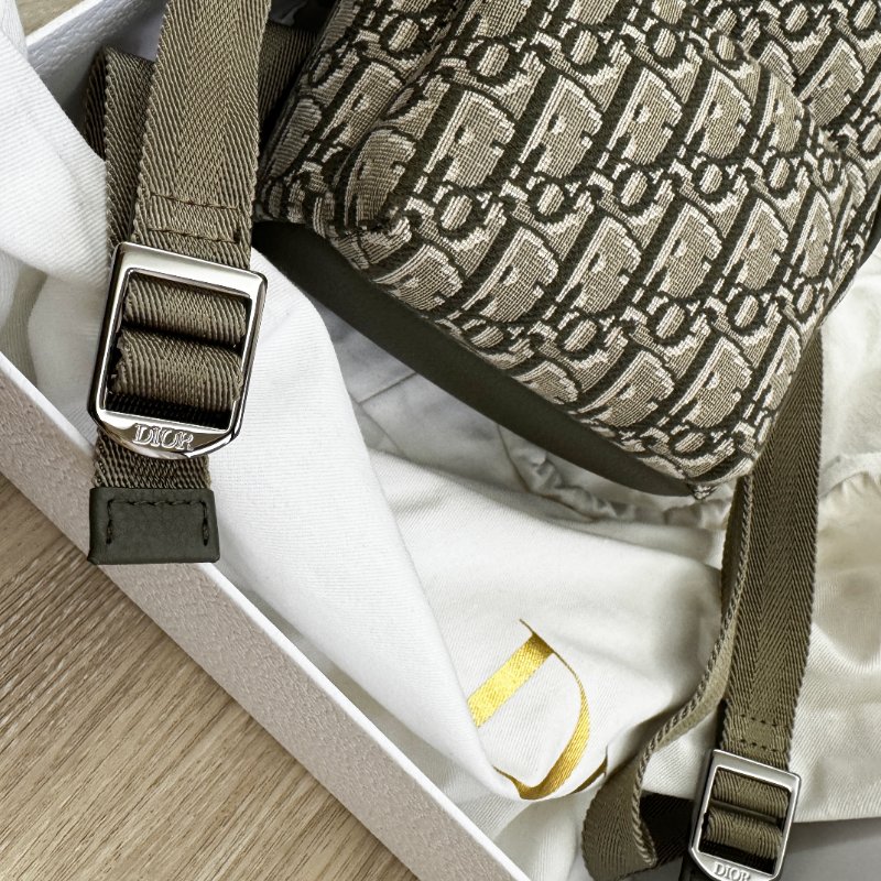 Dior 迷你茶色提花帆布拉鍊後背包 99新超稀缺海外限定 Dior Kids Rider Backpack Mini-14
