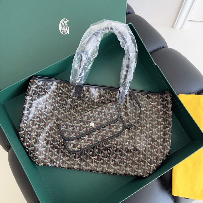 【全新閒置品】GoyardSaintLouis 黑色老花子母購物袋托特包 小號(中號)tote-0