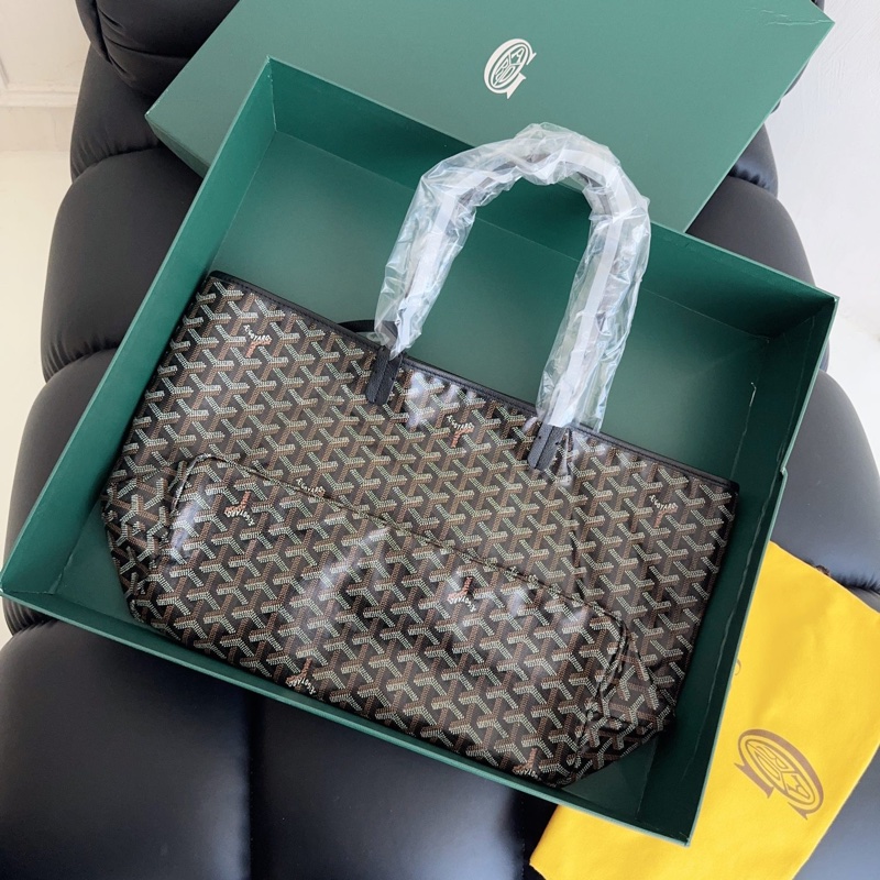 【全新閒置品】GoyardSaintLouis 黑色老花子母購物袋托特包 小號(中號)tote-2
