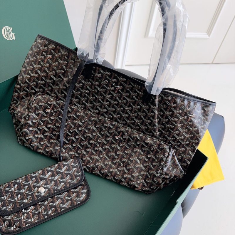 【全新閒置品】GoyardSaintLouis 黑色老花子母購物袋托特包 小號(中號)tote-6