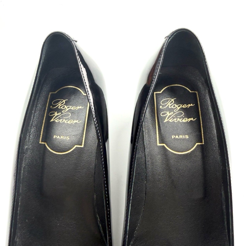 99新Roger Vivier 華倫天奴 rv/黑色方扣高跟鞋/36碼/ 無附件-4