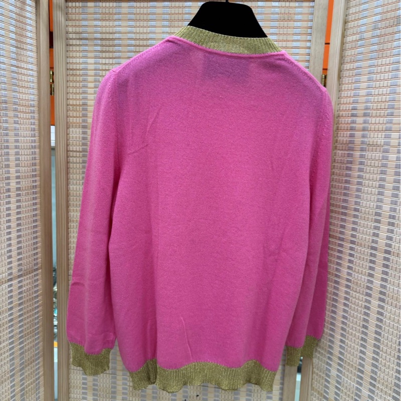 Gucci玫紅色金邊薄針織 XS碼-1