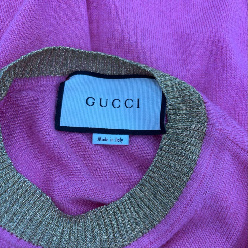Gucci玫紅色金邊薄針織 XS碼-3