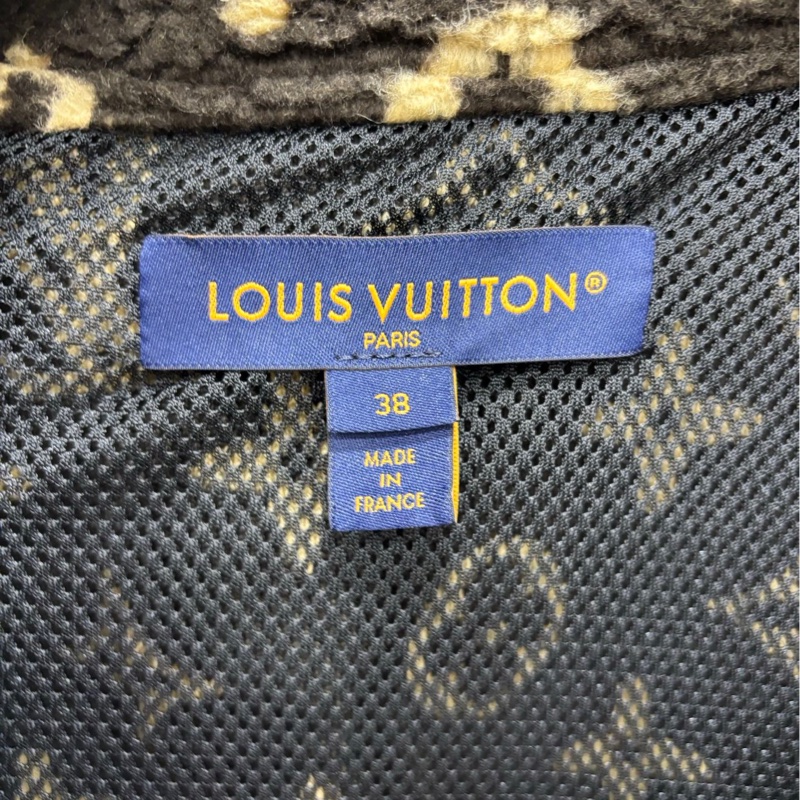 Louis Vuitton lv新款老花滿印logo泰迪羊羔絨拉鍊連帽外套 38碼 99新-3