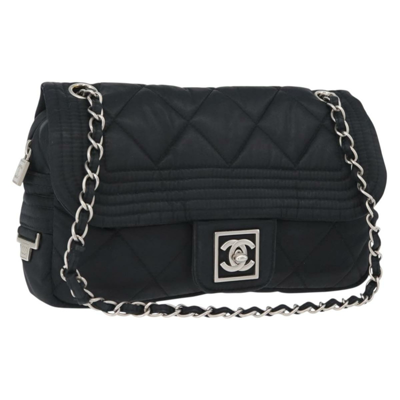 【日本直送】香奈兒運動系列絎縫鏈條包 尼龍材質 黑色 銀色 CC 標誌 正品 173007SAV-0