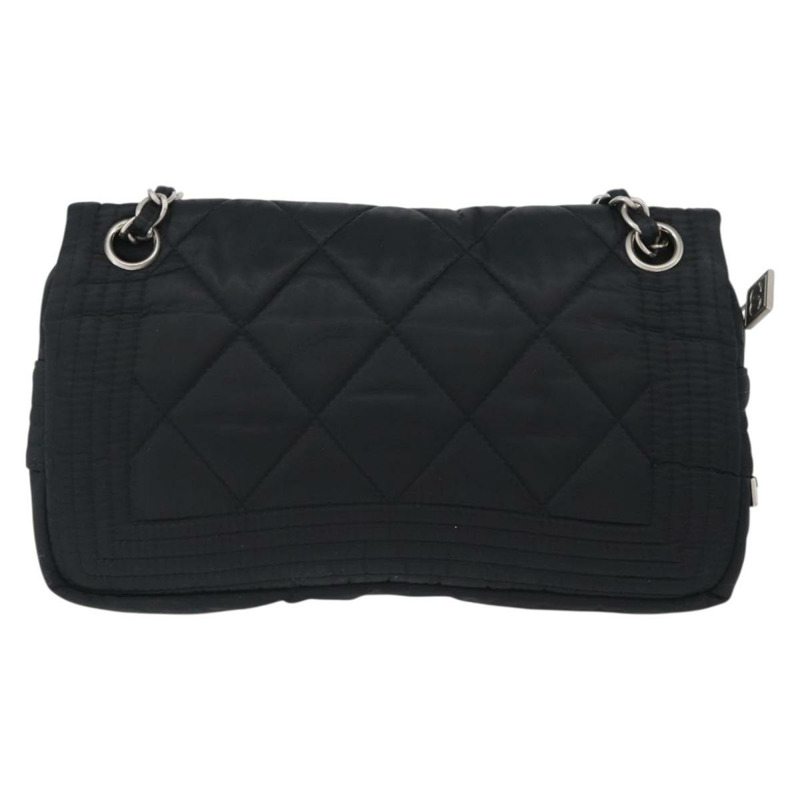 【日本直送】香奈兒運動系列絎縫鏈條包 尼龍材質 黑色 銀色 CC 標誌 正品 173007SAV-1