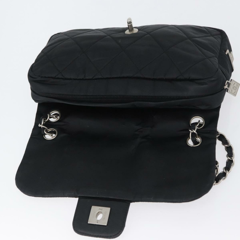 【日本直送】香奈兒運動系列絎縫鏈條包 尼龍材質 黑色 銀色 CC 標誌 正品 173007SAV-7