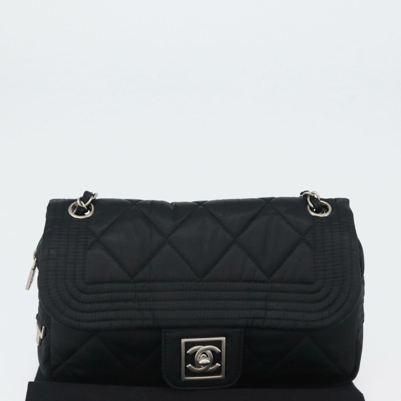 【日本直送】香奈兒運動系列絎縫鏈條包 尼龍材質 黑色 銀色 CC 標誌 正品 173007SAV-11