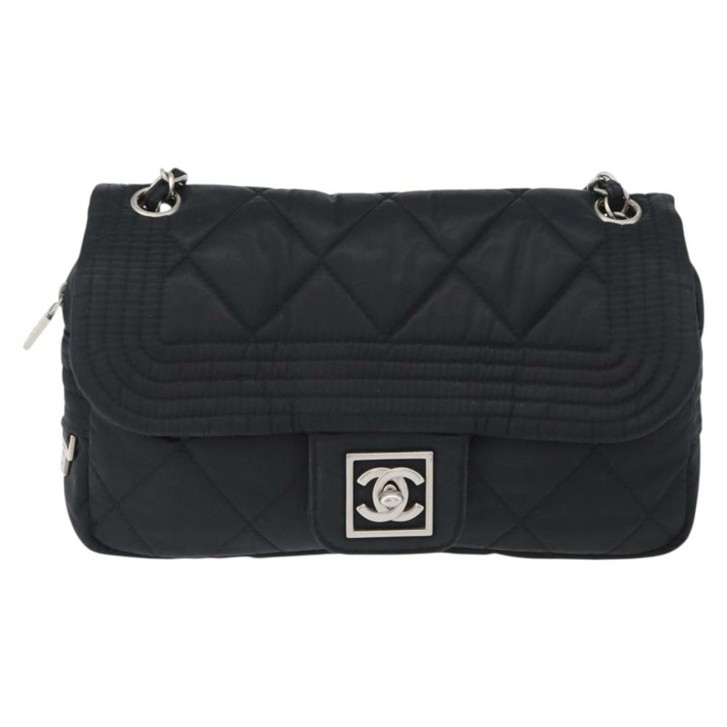 【日本直送】香奈兒運動系列絎縫鏈條包 尼龍材質 黑色 銀色 CC 標誌 正品 173007SAV-12