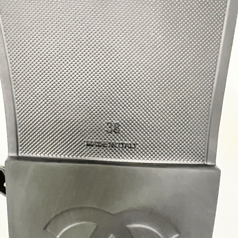 99新 Chanel香奈兒 38碼 黑色滿印涼鞋 無附件-7