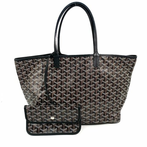 △ Goyard 高雅德 Black Coated Canvas Saint Louis PM Tote Bag 黑色塗層帆布托特袋 - 267003842