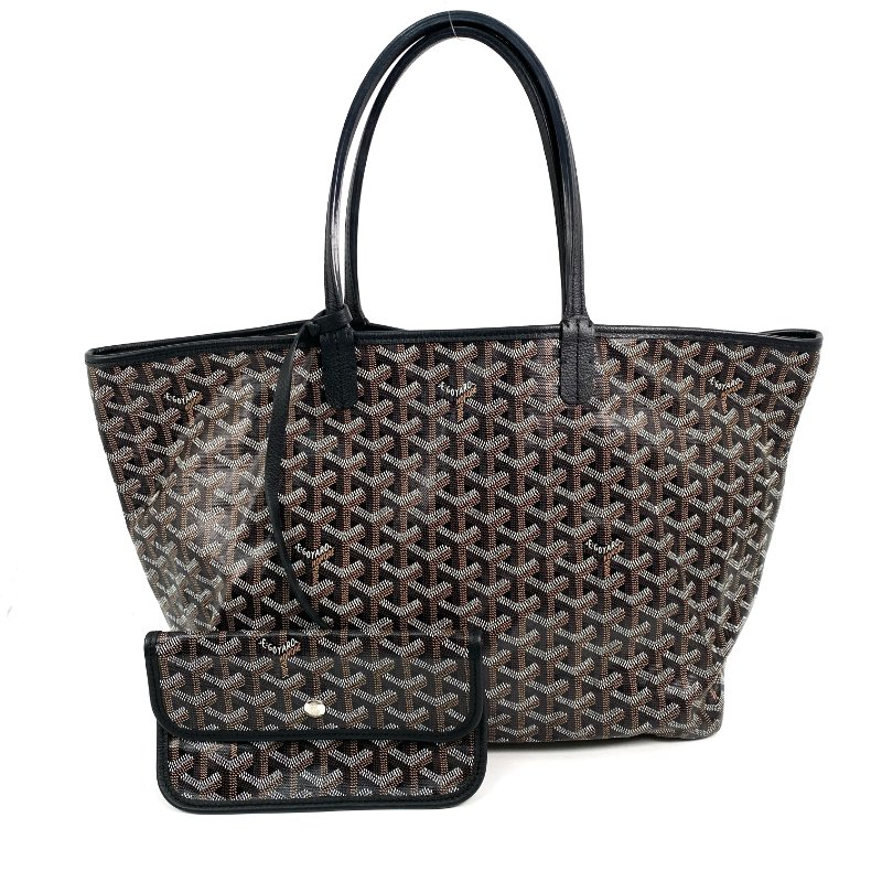 △ Goyard 高雅德 Black Coated Canvas Saint Louis PM Tote Bag 黑色塗層帆布托特袋 - 267003842-0