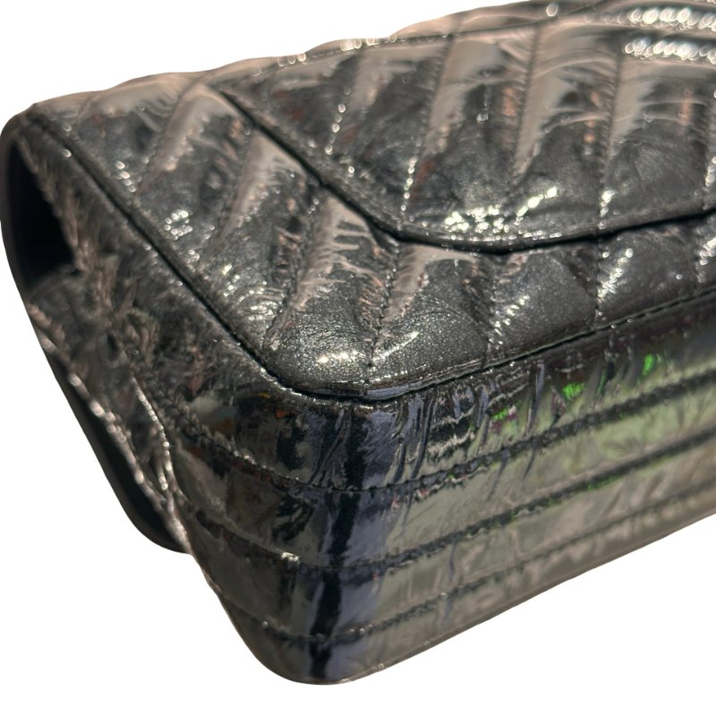 CHANEL Patent Leather MINI FLAP 20 CM Cross Body Bag Black-3