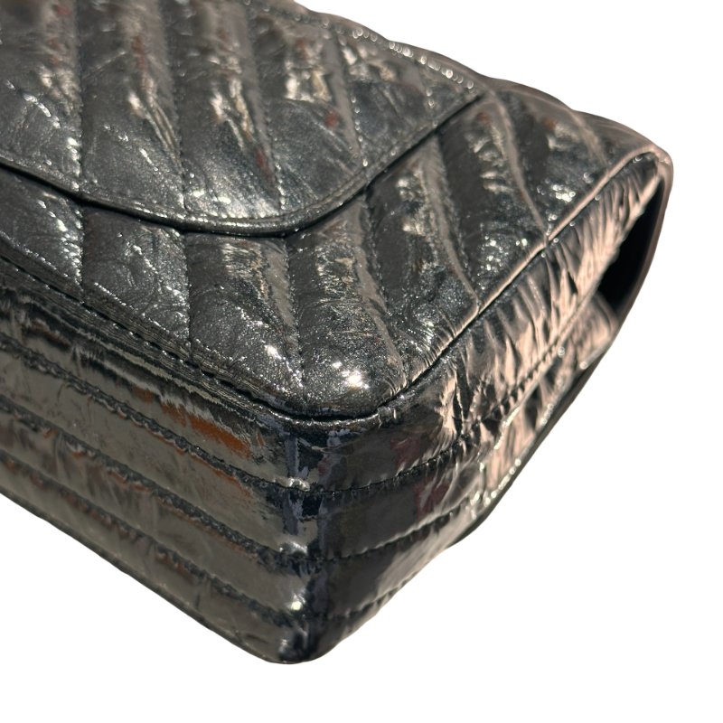 CHANEL Patent Leather MINI FLAP 20 CM Cross Body Bag Black-4