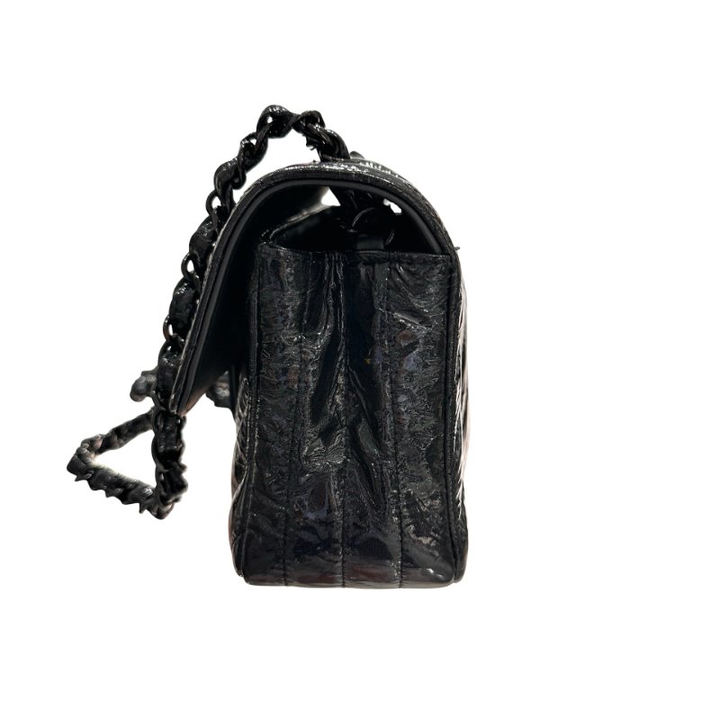 CHANEL Patent Leather MINI FLAP 20 CM Cross Body Bag Black-8