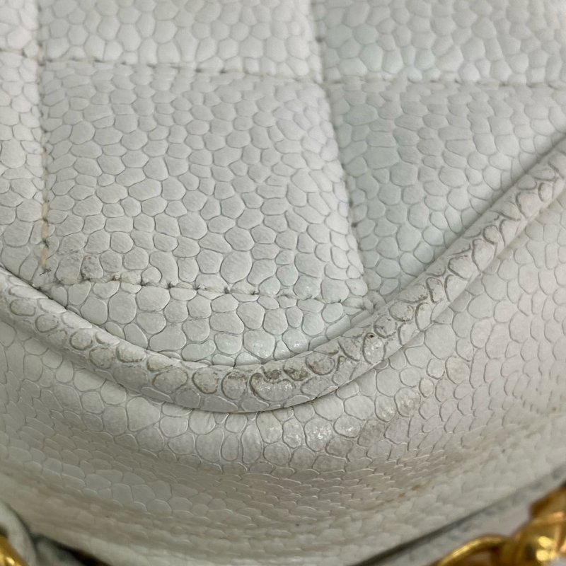 △ Chanel 香奈兒 White Caviar Skin Gold Tone Metal Chain Crossbody Bag No.2 白色粒紋小牛皮金色金屬鎖鏈斜背袋No.2 - 267005419-10