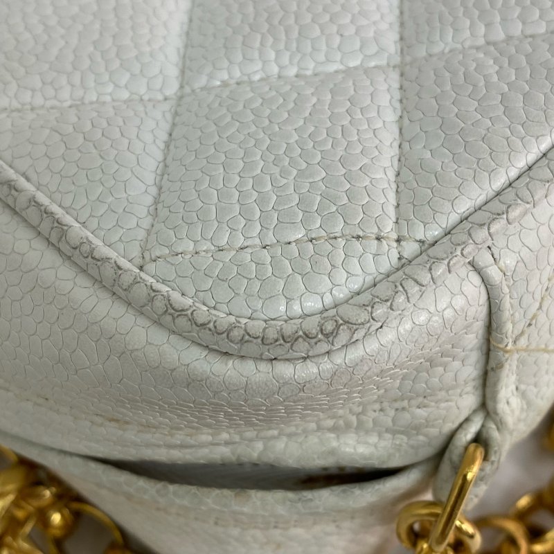 △ Chanel 香奈兒 White Caviar Skin Gold Tone Metal Chain Crossbody Bag No.2 白色粒紋小牛皮金色金屬鎖鏈斜背袋No.2 - 267005419-11