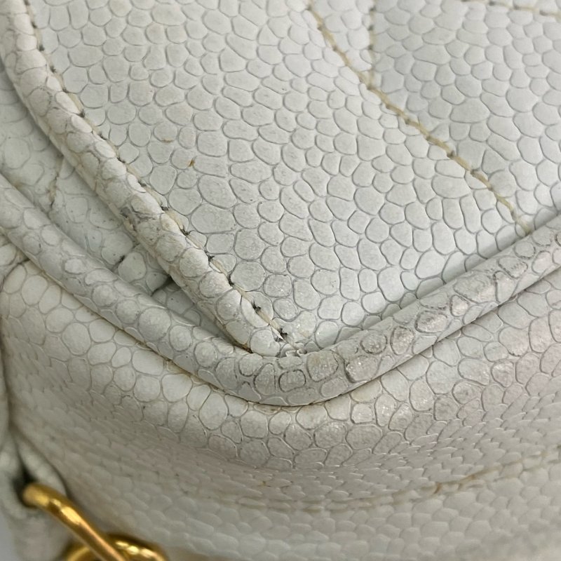 △ Chanel 香奈兒 White Caviar Skin Gold Tone Metal Chain Crossbody Bag No.2 白色粒紋小牛皮金色金屬鎖鏈斜背袋No.2 - 267005419-12