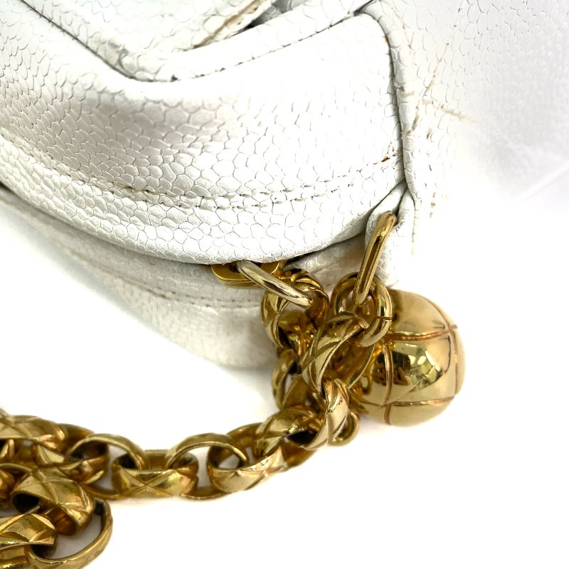 △ Chanel 香奈兒 White Caviar Skin Gold Tone Metal Chain Crossbody Bag No.2 白色粒紋小牛皮金色金屬鎖鏈斜背袋No.2 - 267005419-17