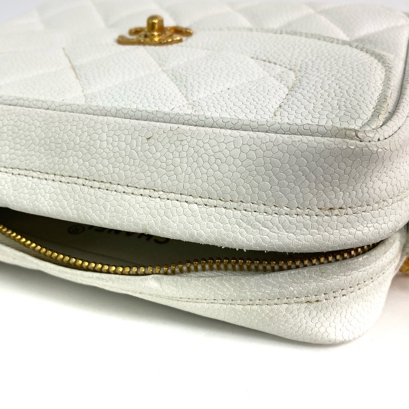 △ Chanel 香奈兒 White Caviar Skin Gold Tone Metal Chain Crossbody Bag No.2 白色粒紋小牛皮金色金屬鎖鏈斜背袋No.2 - 267005419-24